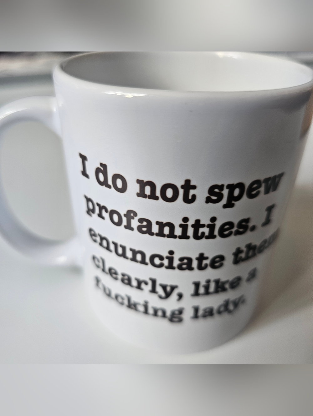 I Do Not Spew Profanities white ceramic coffee mug Funny Humor